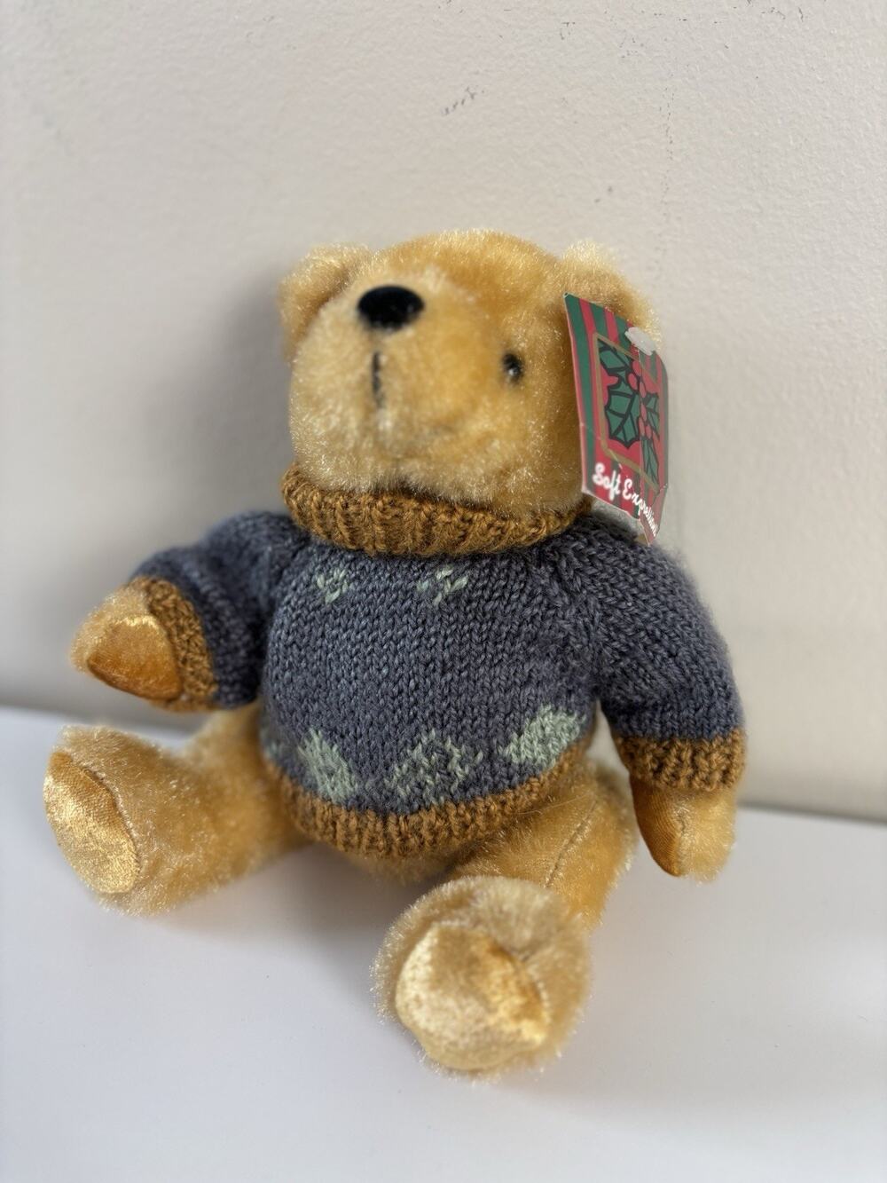 Vtg 90s Dan Dee Collector’s Choice Bear Sweater Soft Expressions 7” Tags